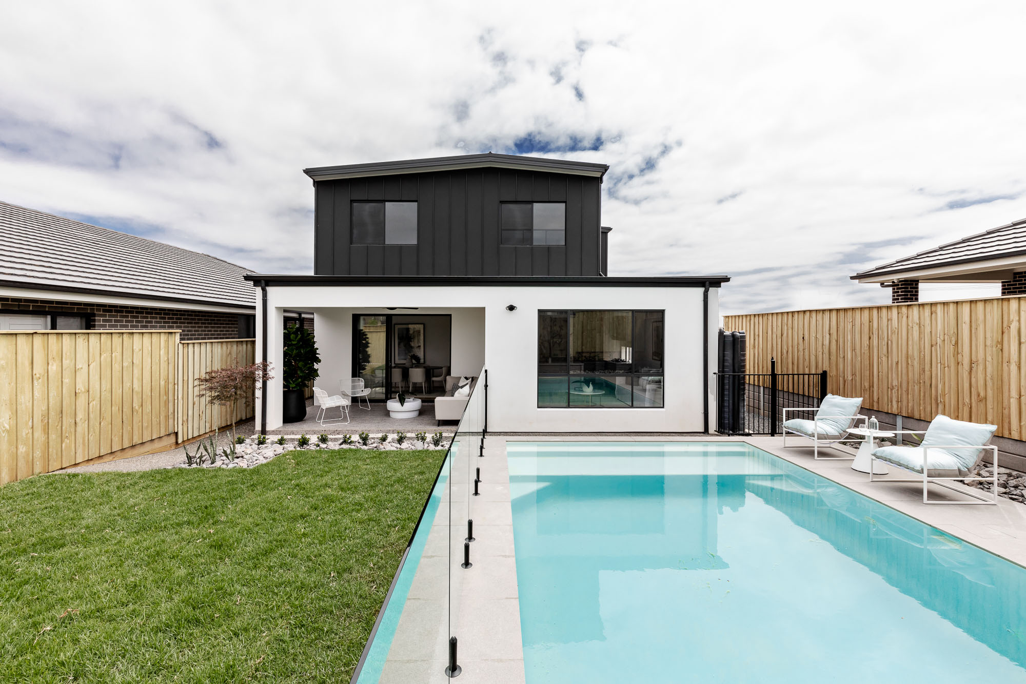 custom home with pool